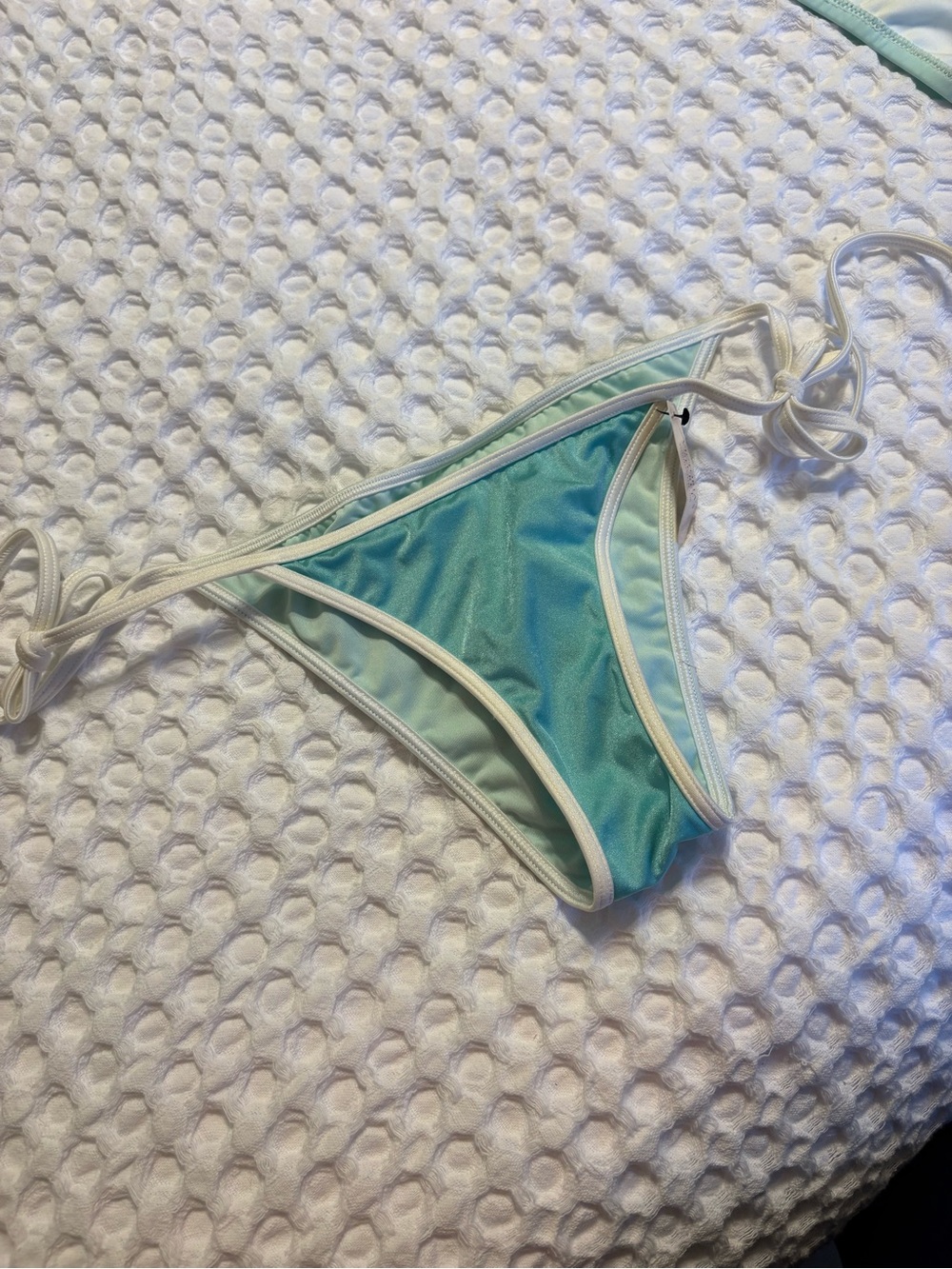 Victoria's Secret Aqua Bikini Bottom with White Trim